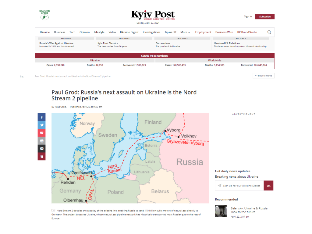 Павло Ґрод: Наступний удар Росії по Україні – проєкт “Північний потік-2”
