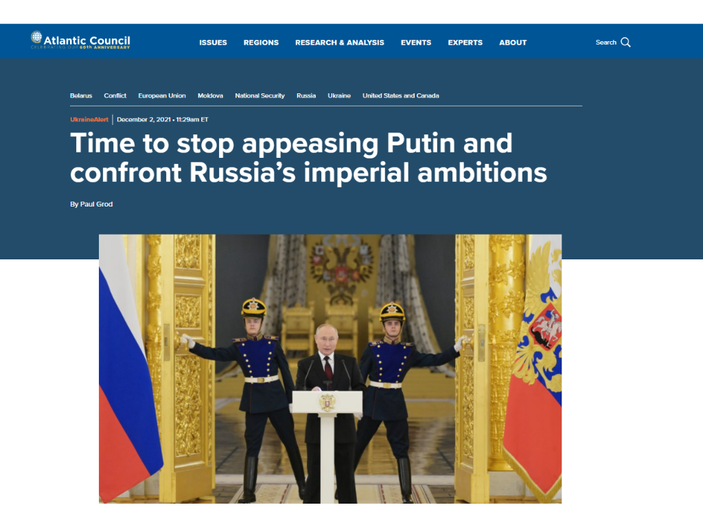 Час припинити умиротворення Путіна і протидіяти імперським амбіціям Росії