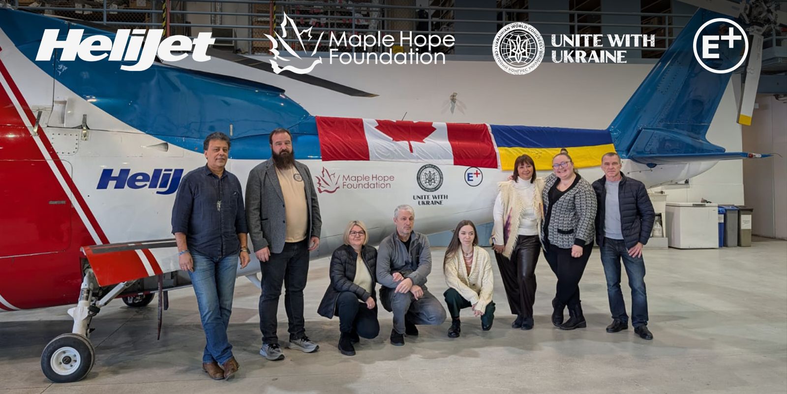 Ukrainian World Congress and Maple Hope Foundation receive Medevac air ambulance helicopter donation from Helijet International